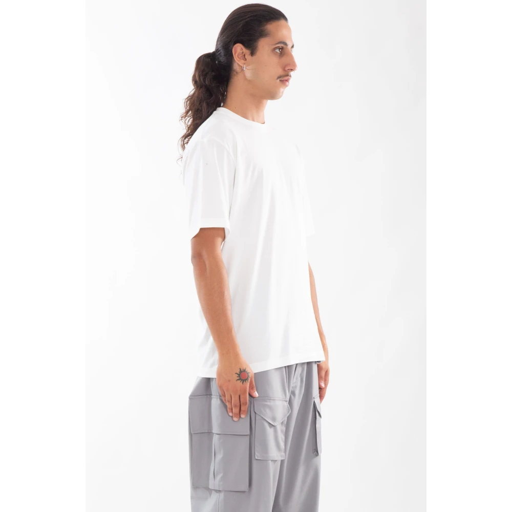 Y-3 Wit Borstlogo Korte Mouw Tee White Heren