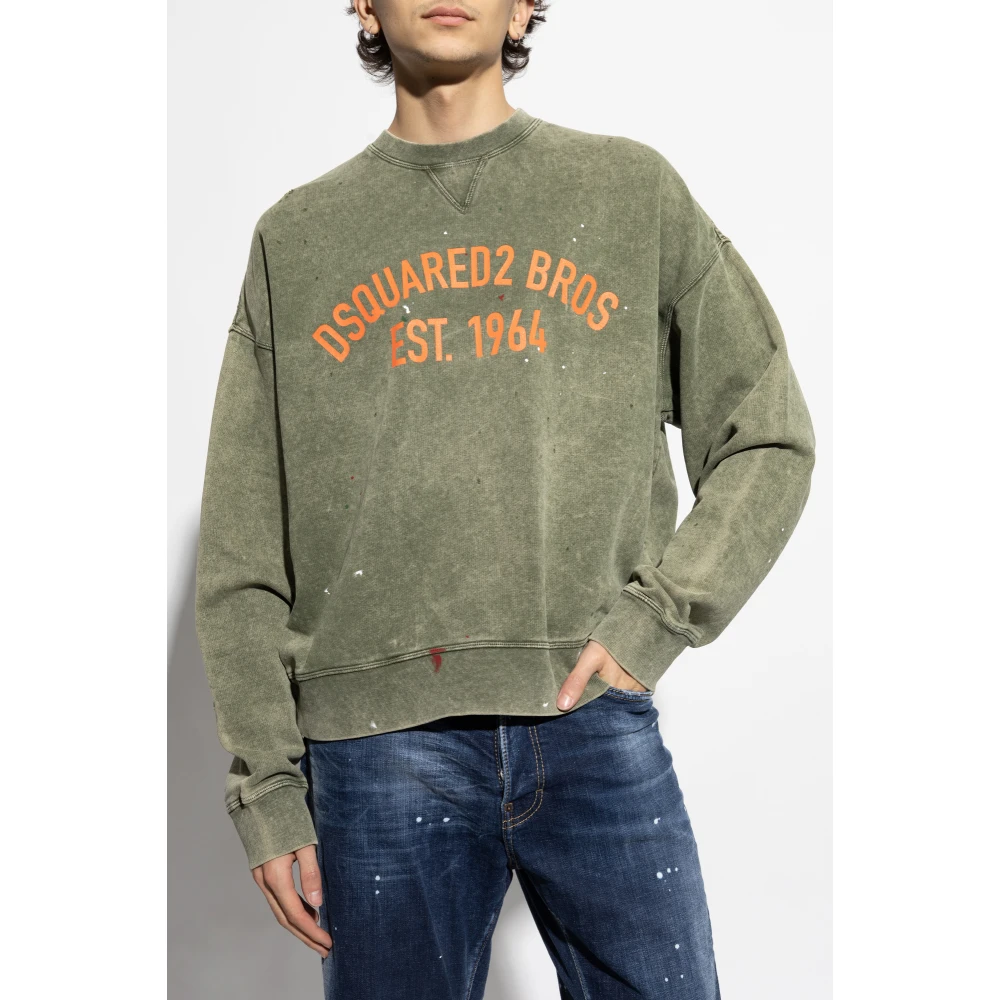 Dsquared2 Sweatshirt met vintage effect Green Heren