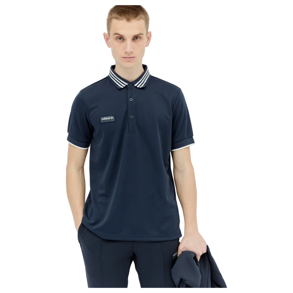 Adidas Originals Klassieke Logo Patch Polo Shirt Blue Heren