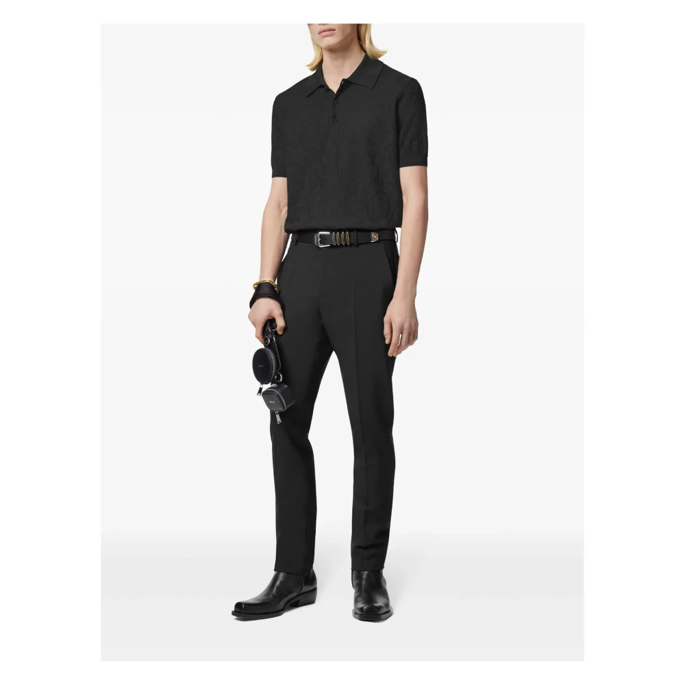Versace Nero Gebreide Trui Gray Heren