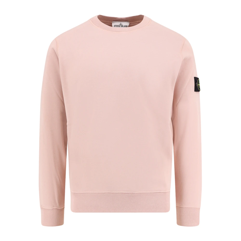 Stone Island Katoenen Crew-neck Sweatshirt met Badge Pink Heren