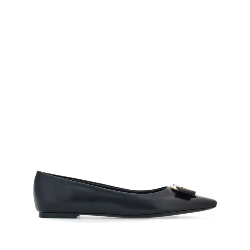 Salvatore Ferragamo Svarta Ballerina Flats med Bågdetaljer Black, Dam