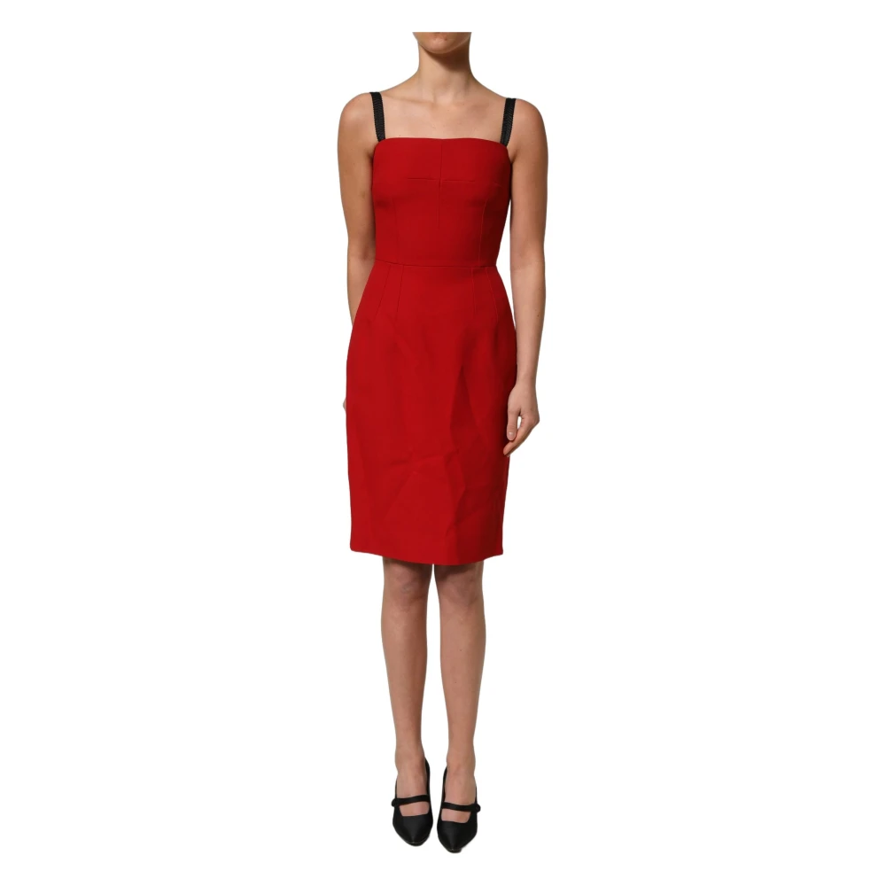 Dolce & Gabbana Red Stretch-Cady Sheath Dress - Female - Short Dresses - S - Dresses