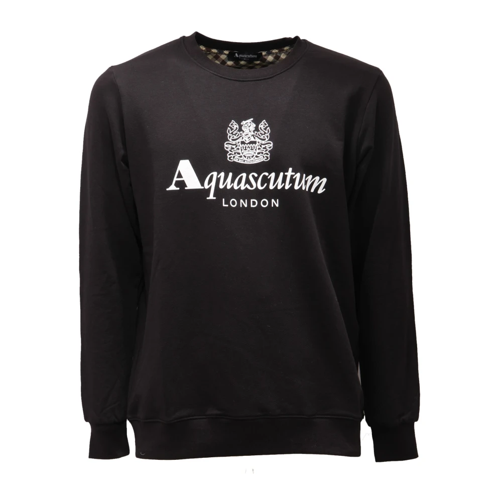 Aquascutum Men's Black Cotton Sweatshirt - Sweatshirts - M - Sweatshirts & Hoodies