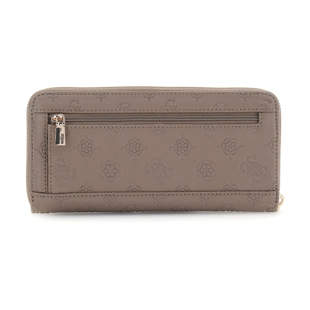 Guess Kleine rits donker taupe portemonnee Gerty Brown Dames
