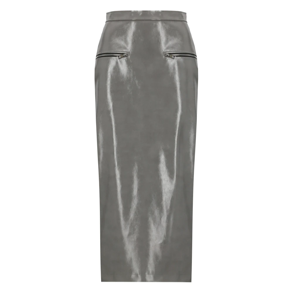 Msgm Grijze Rok met Ritszakken en Split Gray Dames