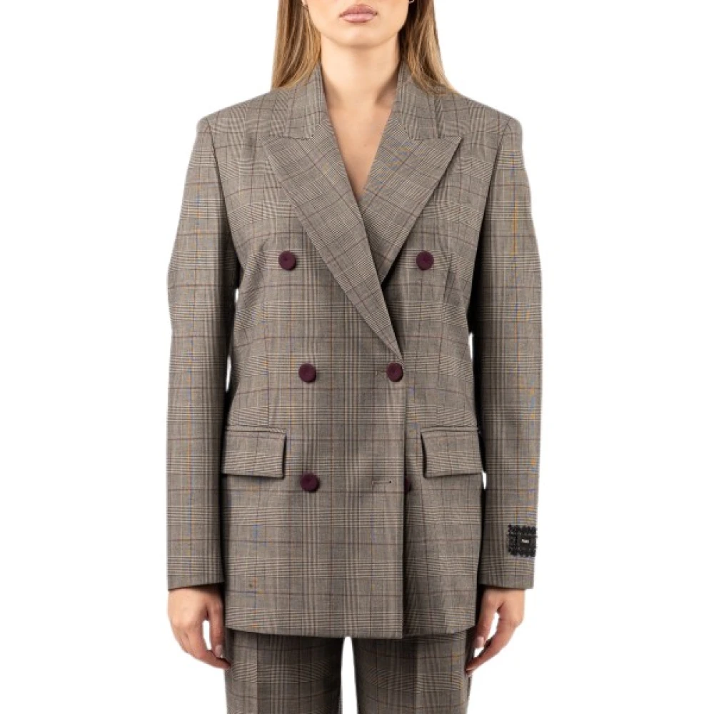 Pinko Donna Beige - Giacca Doppiopetto Principe Di Galles - Jackets - S - Immagine 10
