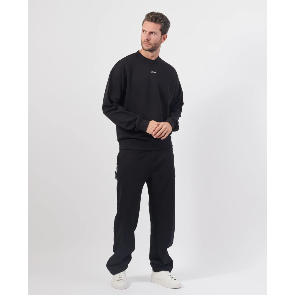 Hugo Boss Zwarte Crewneck Katoenen Trui Black Heren