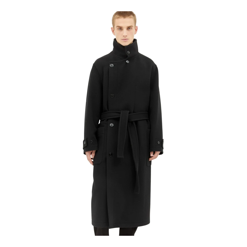 Lemaire Wrap Wool Coat - Coats Black M - Immagine 3