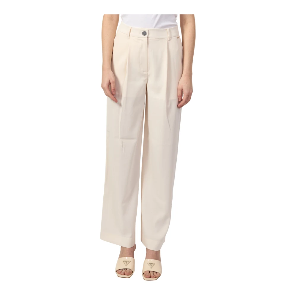 Armani Exchange Beige Formele Straight Leg Broek Beige Dames