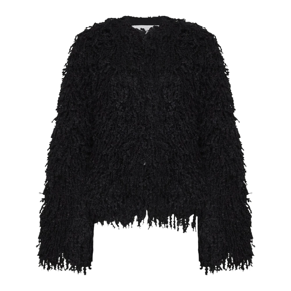 Fendi Long Pile Cashmere And Mohair Jacket - Female - Light Jackets - Black - Xs - Jackets