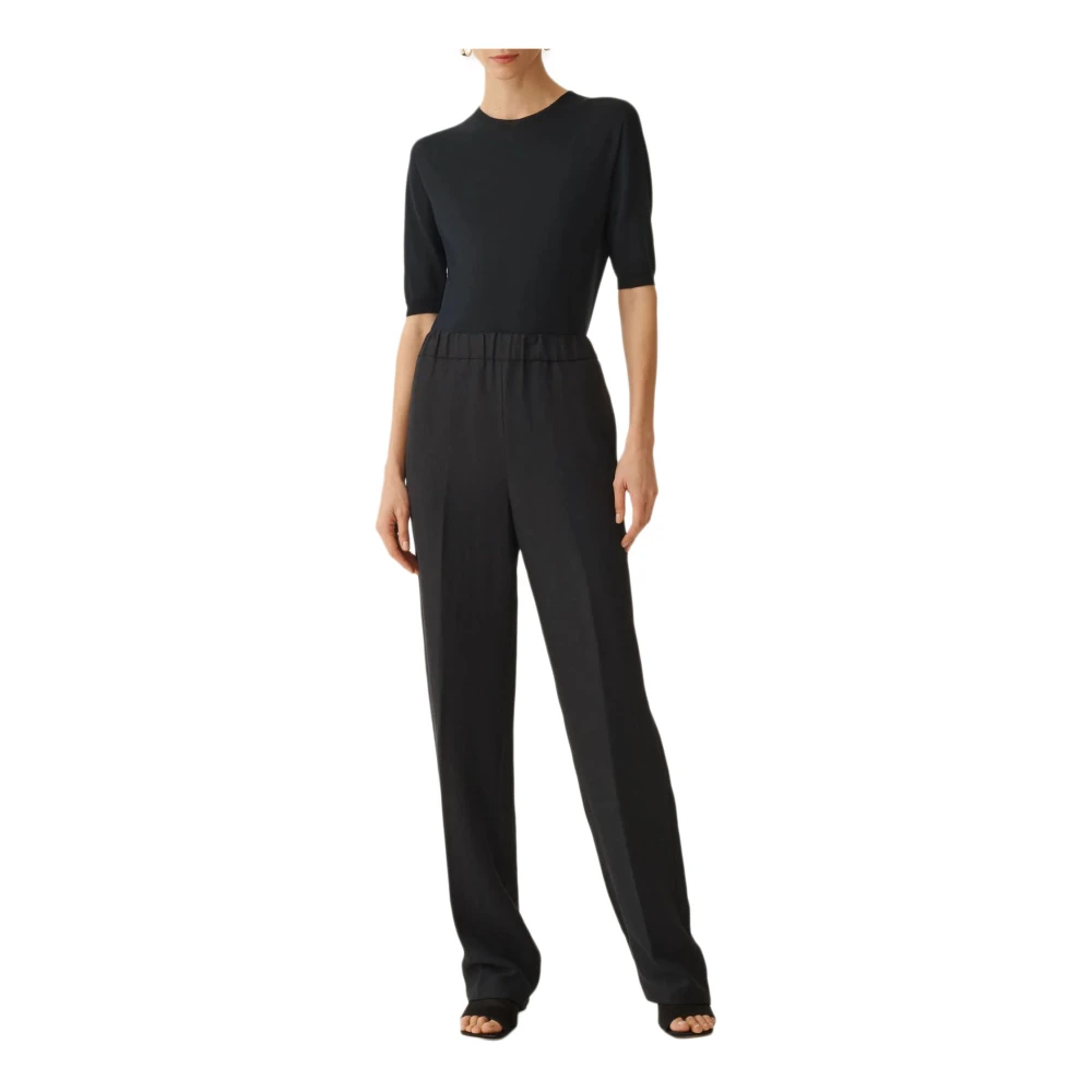 Fabiana Filippi Midnight Blue Linnen Viscose Broek Blue Dames