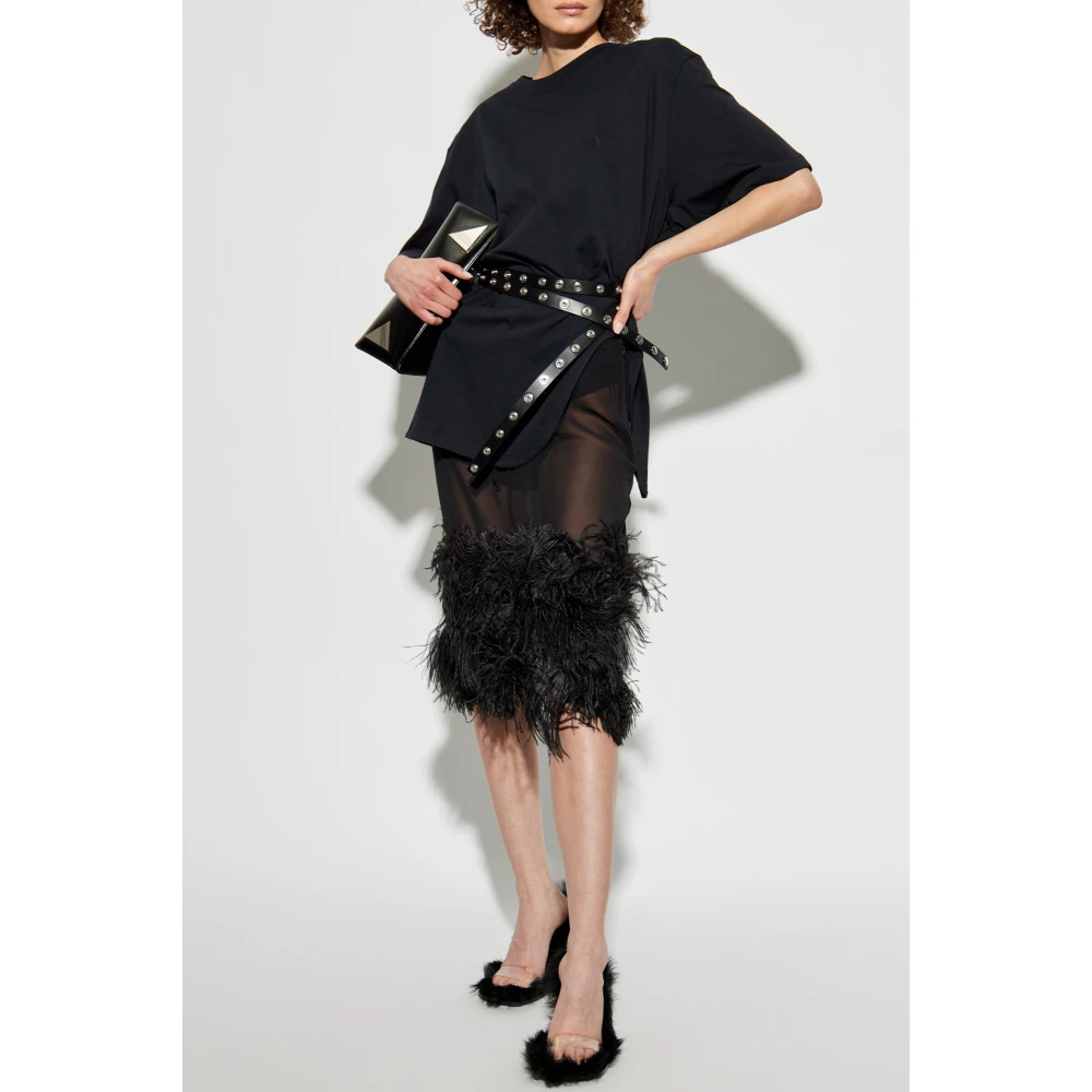 The Attico Rok met struisvogelveren Black Dames