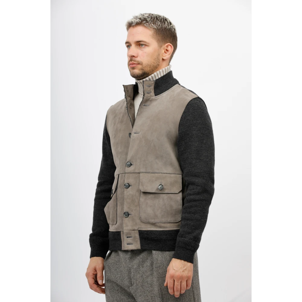 The Jack Leathers Rendier Wollen Jas met Mouwen Gray Heren