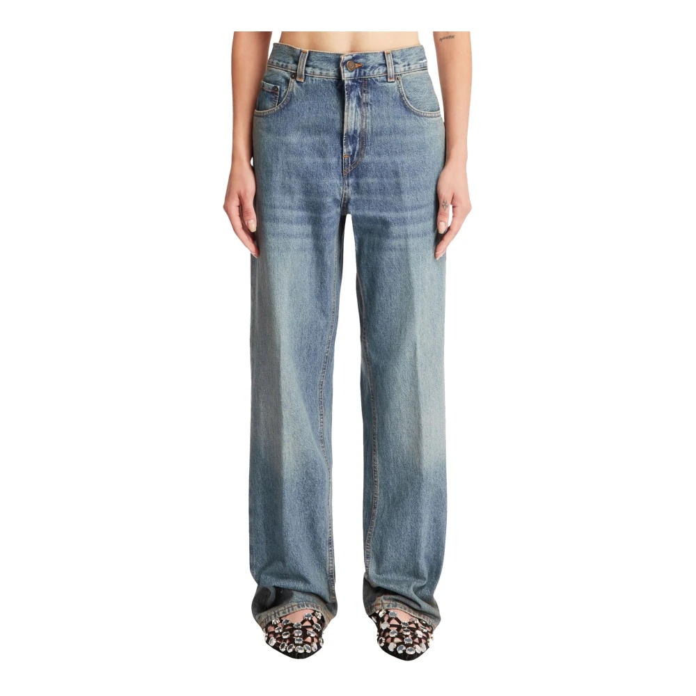 Haikure High-waisted Straight Leg Jeans Blue Dames