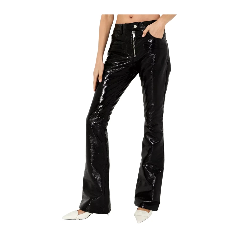 Courrèges Vrouw Zwart Broeken Dames, M, Katoen, Corolle Vinyl Broek