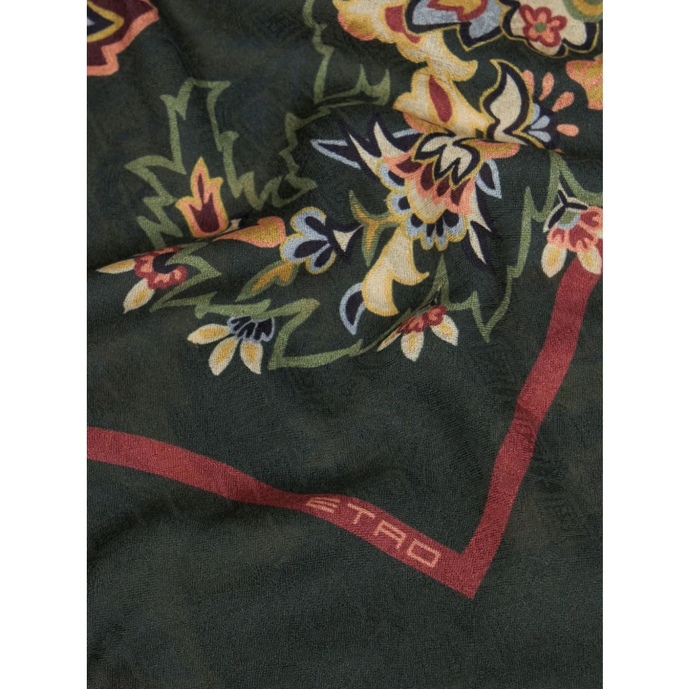 ETRO Paisley Print Franje Sjaal Green Dames