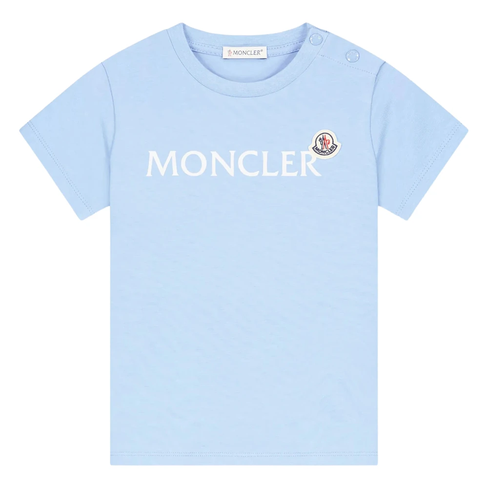 Moncler Boys Blue Kids Short Sleeve T-Shirts, 18 M, Logo T-Shirt