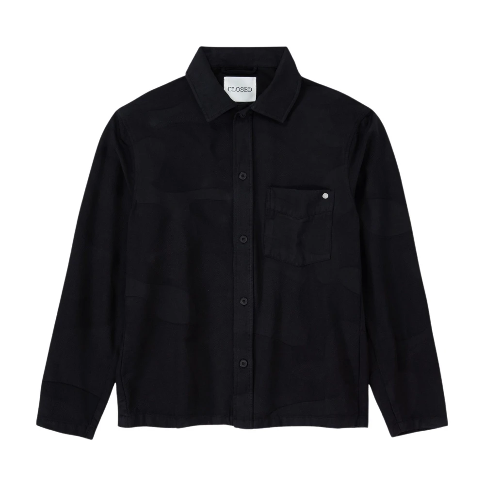 Closed Camouflage Overshirt met Zak Black Heren