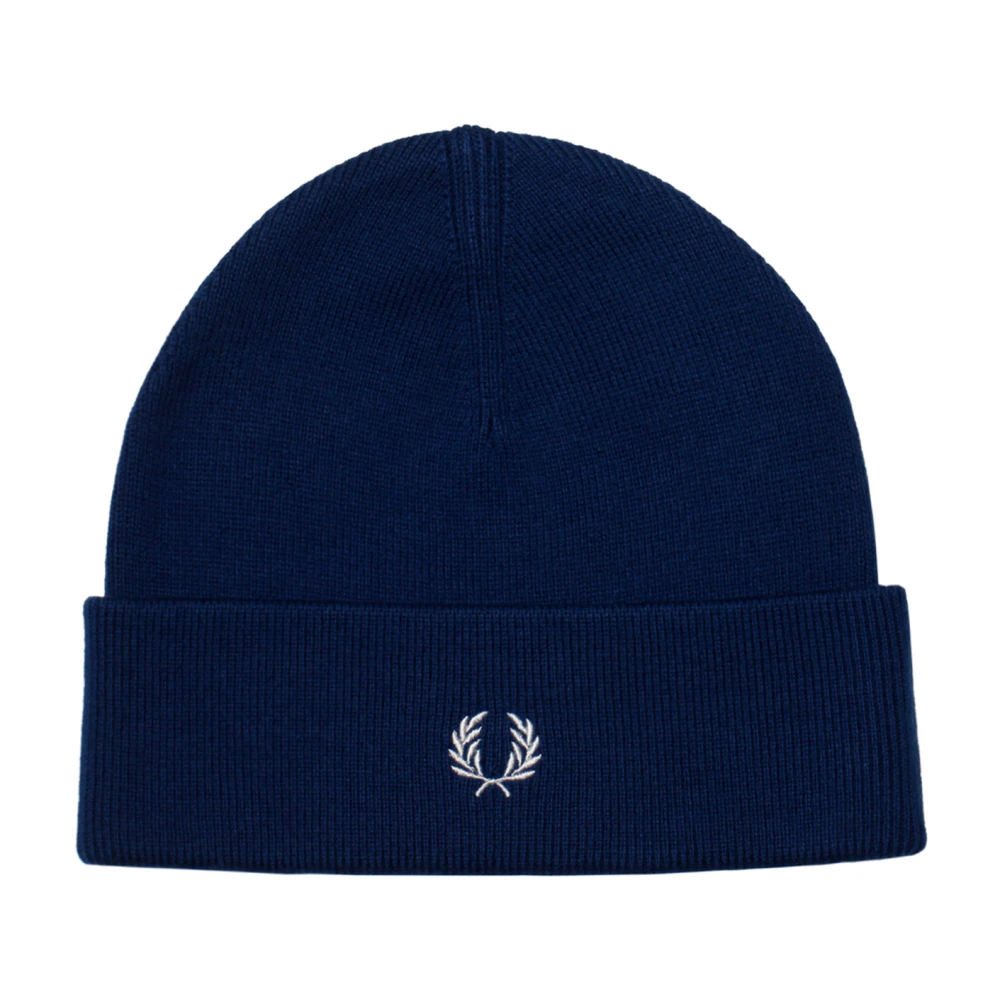 Fred Perry Marinblå Ull Logo Beanie Blue, Herr