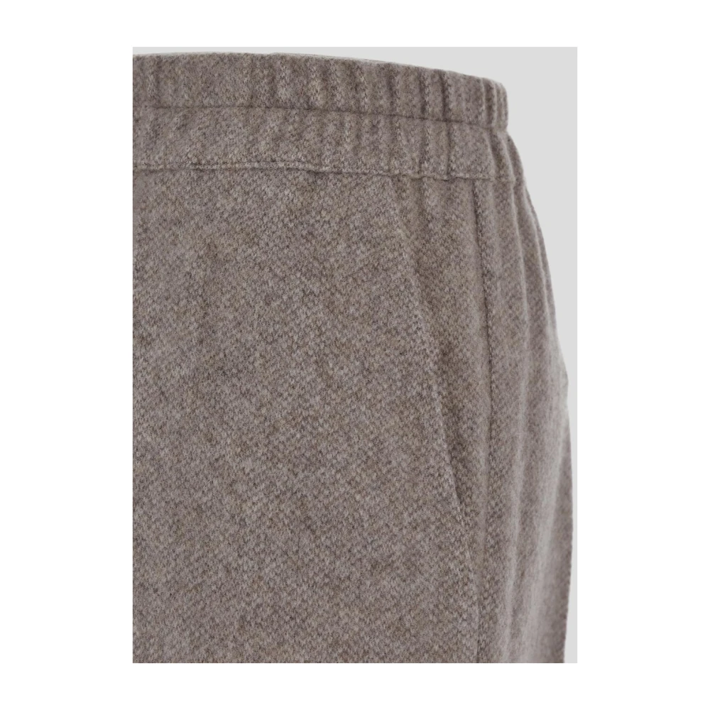 Gentryportofino Melange Virgin Wool Straight Trousers Brown Dames