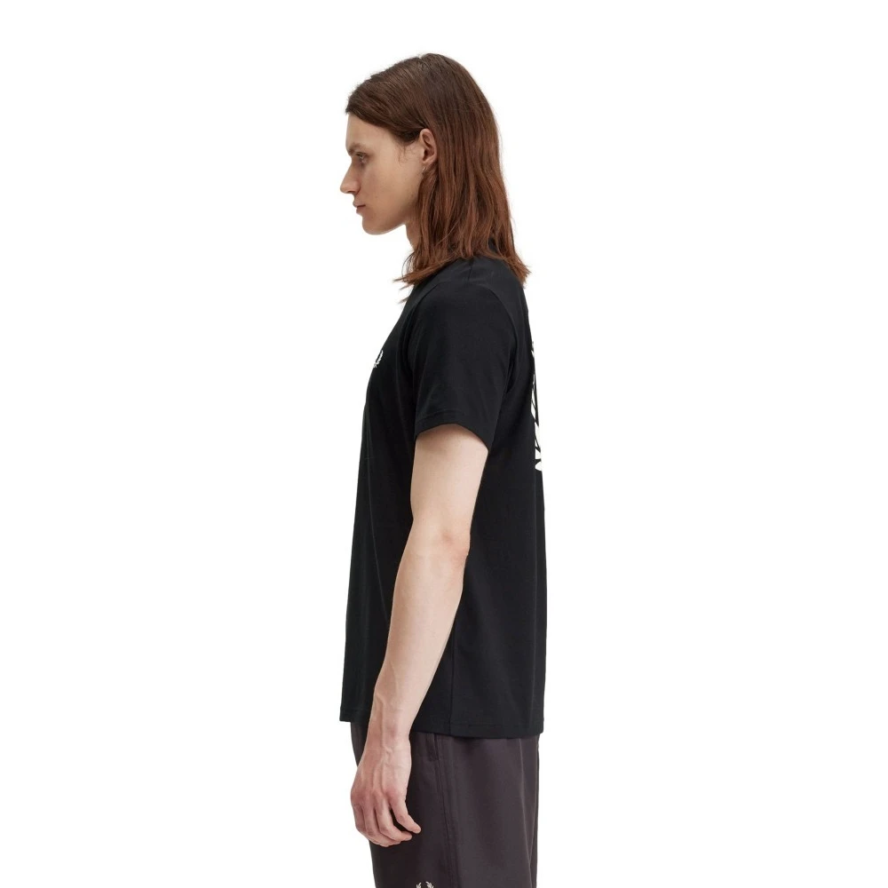 Fred Perry Zwarte grafische T-shirt met Laurel Design Black Heren