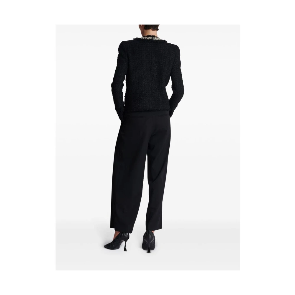 Balmain Geborduurde Tweed Jas Black Dames