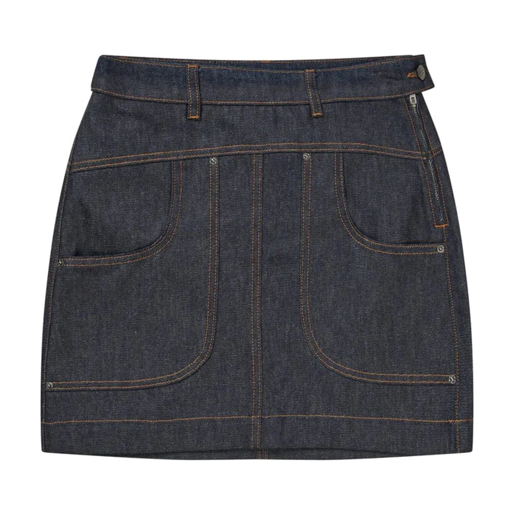 Munthe Denim Rok met Oversized Zakken Blue Dames