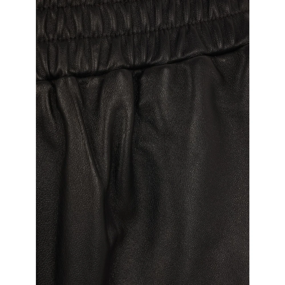 Arma Zwarte leren cropped broek Black Dames