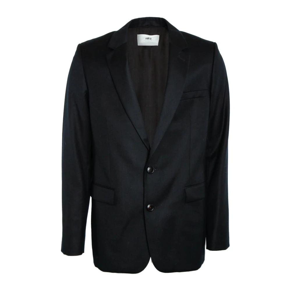 Ami Paris Men's Black Blazers, M, Classic Two Button Jacket