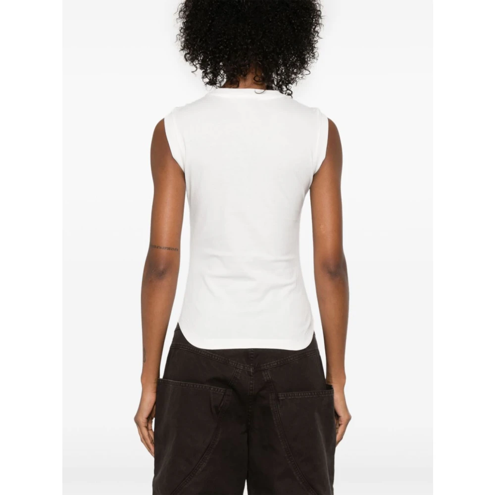 The Attico Wit Geborduurd Logo Crew Neck Top White Dames