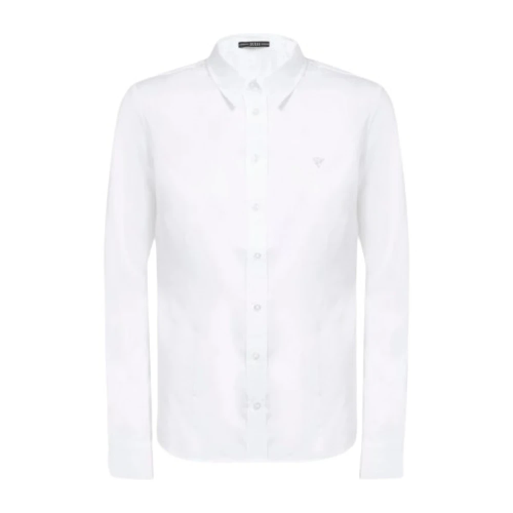 Guess Slim Fit Katoenen Overhemd met Logo Detail White Dames