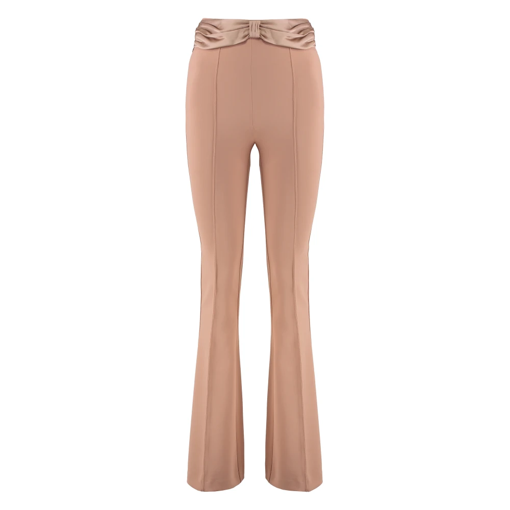Elisabetta Franchi Wijd uitlopende broek met satijnen strik Pink Dames