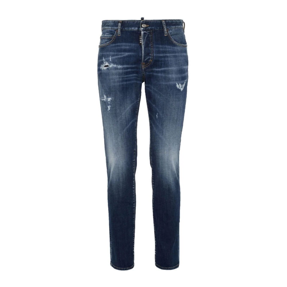Dsquared2 Stretch katoenen regular-waisted jeans met logo Blue Heren