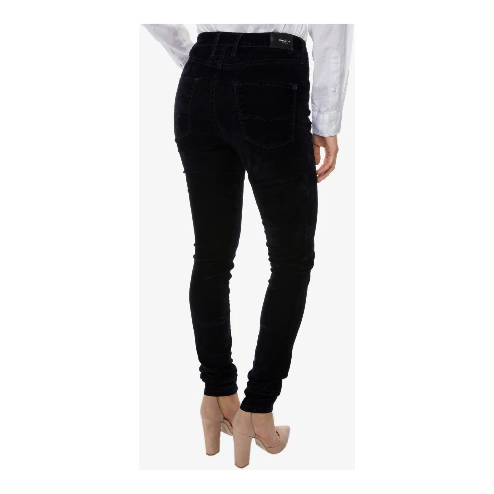 Pepe Jeans Blauwe Fluwelen Slim Fit Broek Blue Dames