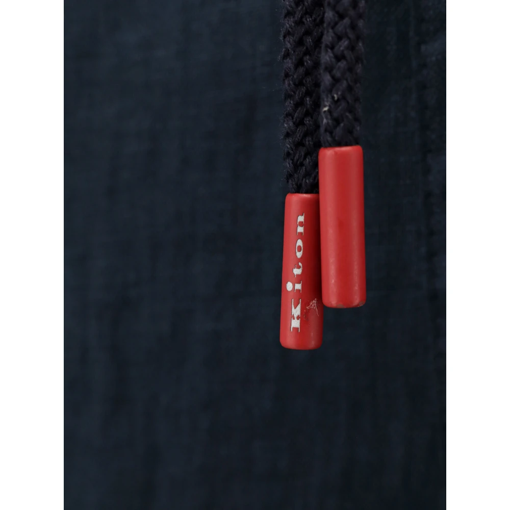 Kiton Linnen trekkoord broek Blue Heren