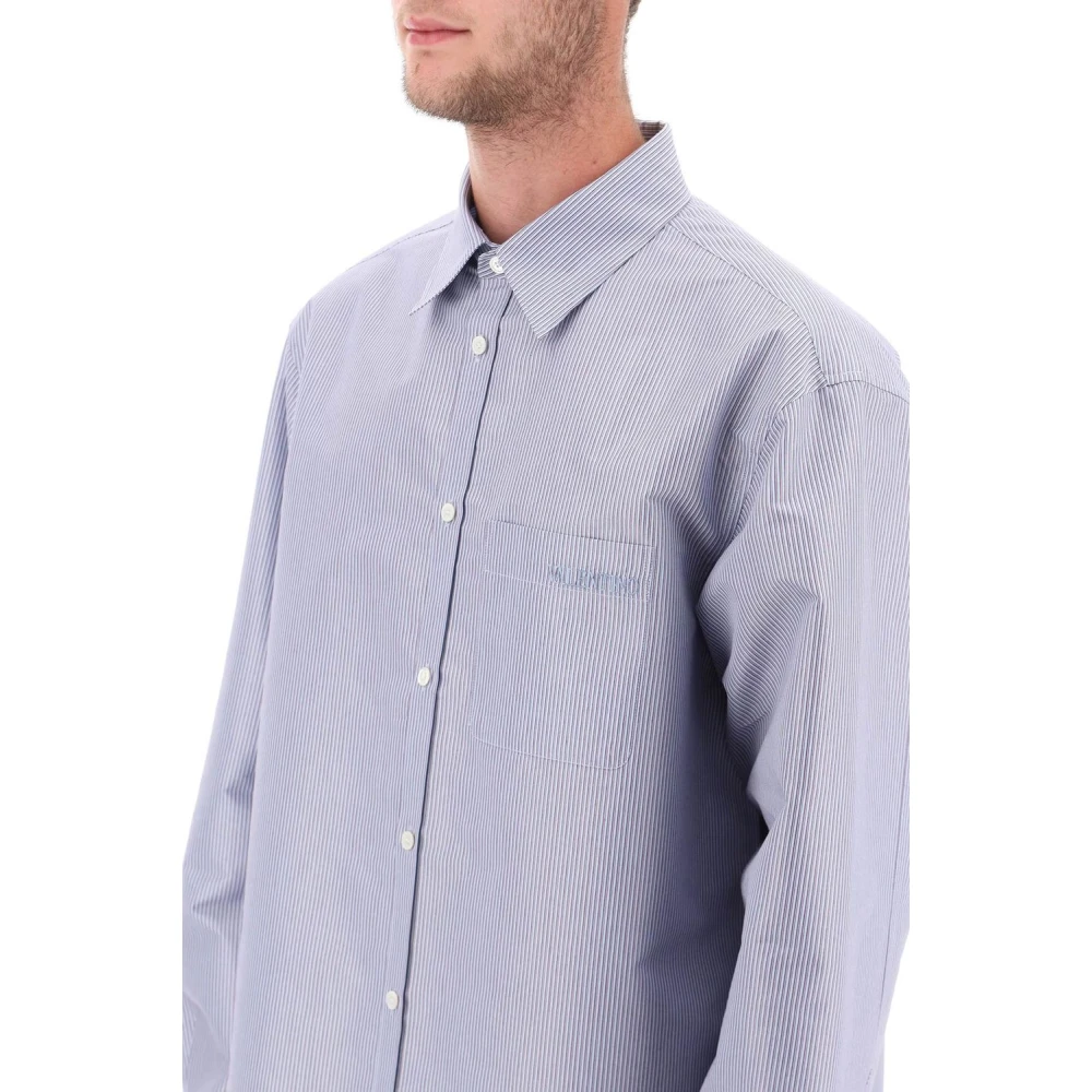 Valentino Garavani Klassieke Witte Button-Up Overhemd Blue Heren