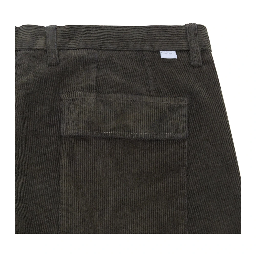 Paolo Pecora Groene Corduroy Regular Fit Broek Green Heren