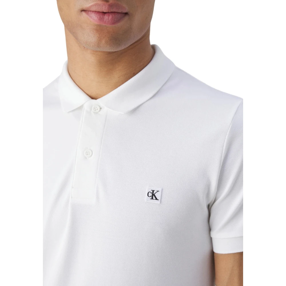 Calvin Klein Geborduurd Badge Slim Poloshirt White Heren