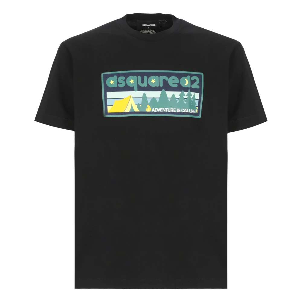 Dsquared2 Zwarte Katoenen T-shirt met Logoprint Black Heren