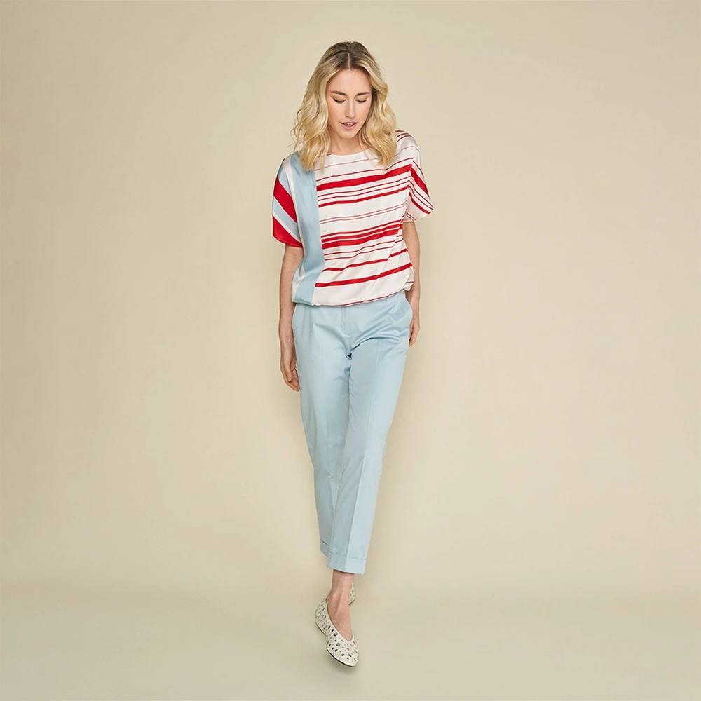 Marie Méro Moderne Stretchbroek met Split Blue Dames