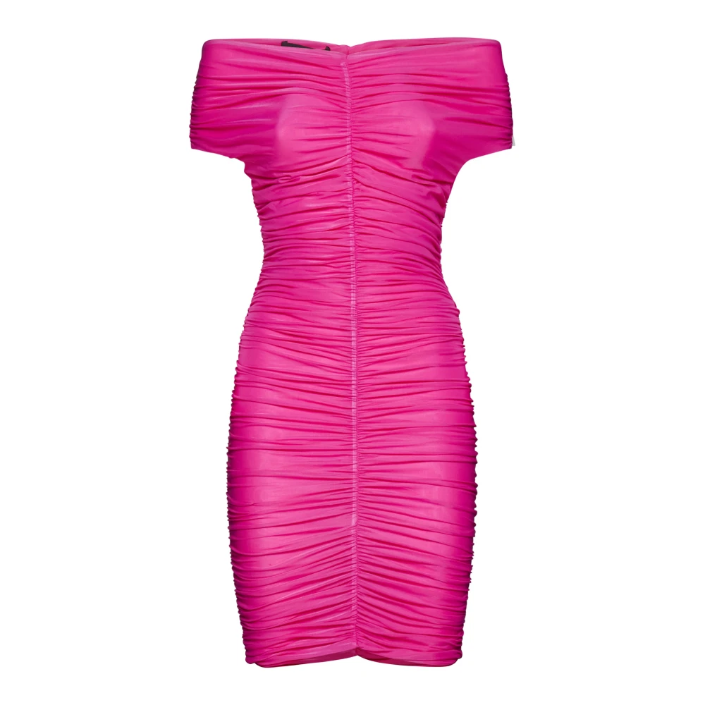 Andamane Fuchsia Off-Shoulder Draped Mini Jurk Pink Dames