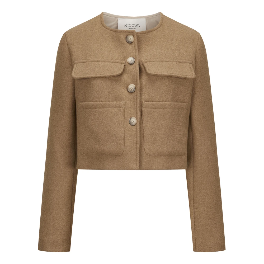Nicowa Klassieke wollen jas Lanevia Beige Dames
