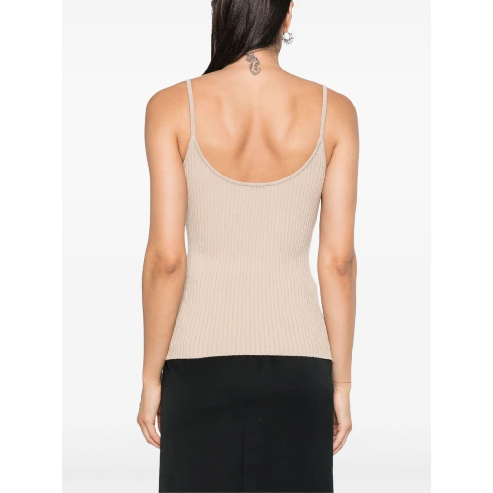Courrèges Ribgebreide Spaghettitop Beige Dames