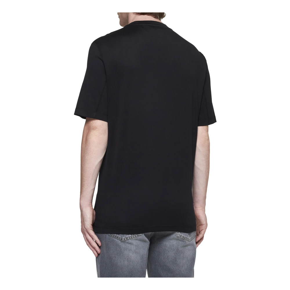 BRUNELLO CUCINELLI Zwart Katoen Crew Neck Logo T-shirt Black Heren