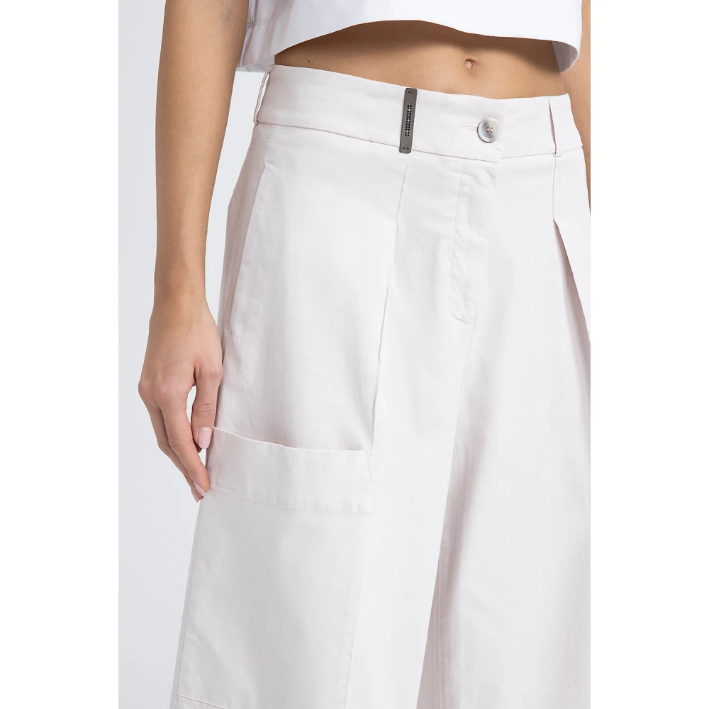 PESERICO Wijde broek in katoen zijde gabardine en tencel Pink Dames