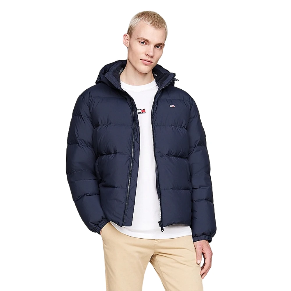 Tommy Jeans Blauwe Donsjas met Afneembare Capuchon Blue Heren