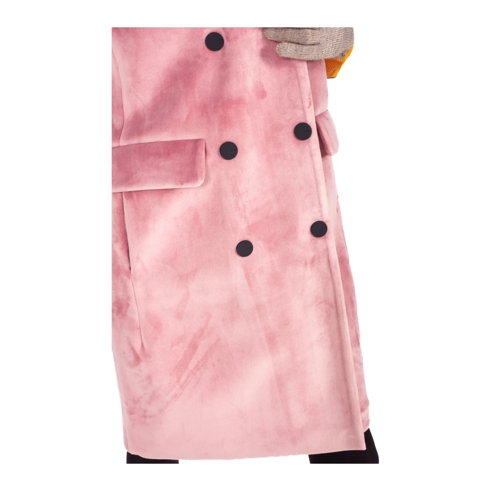 RRD Velvet Neo Mouwloze Double-Breasted Lange Jas Pink Dames