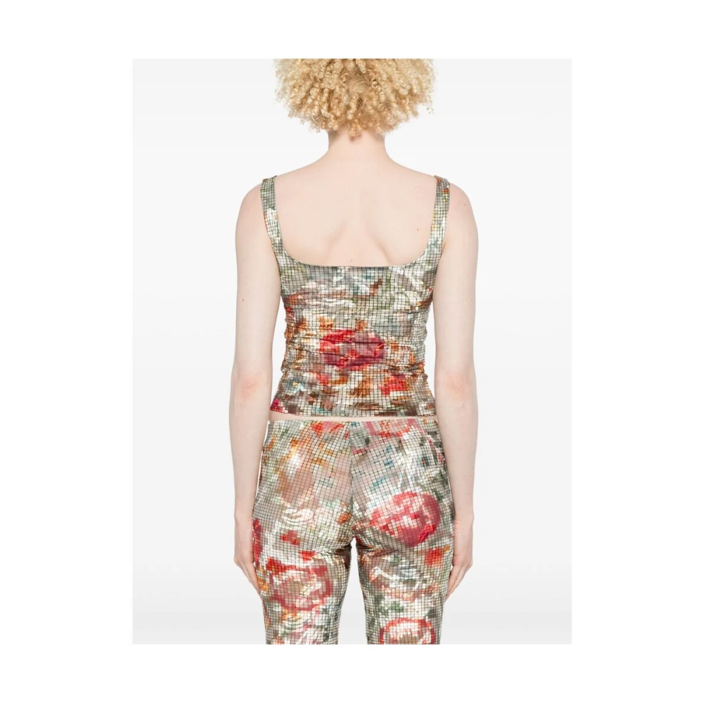 Siedrés Mosgroene Vierkante Halsmouwloze Top Multicolor Dames