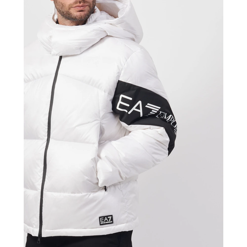 Emporio Armani Witte Heren Pufferjas Fullzip White Heren